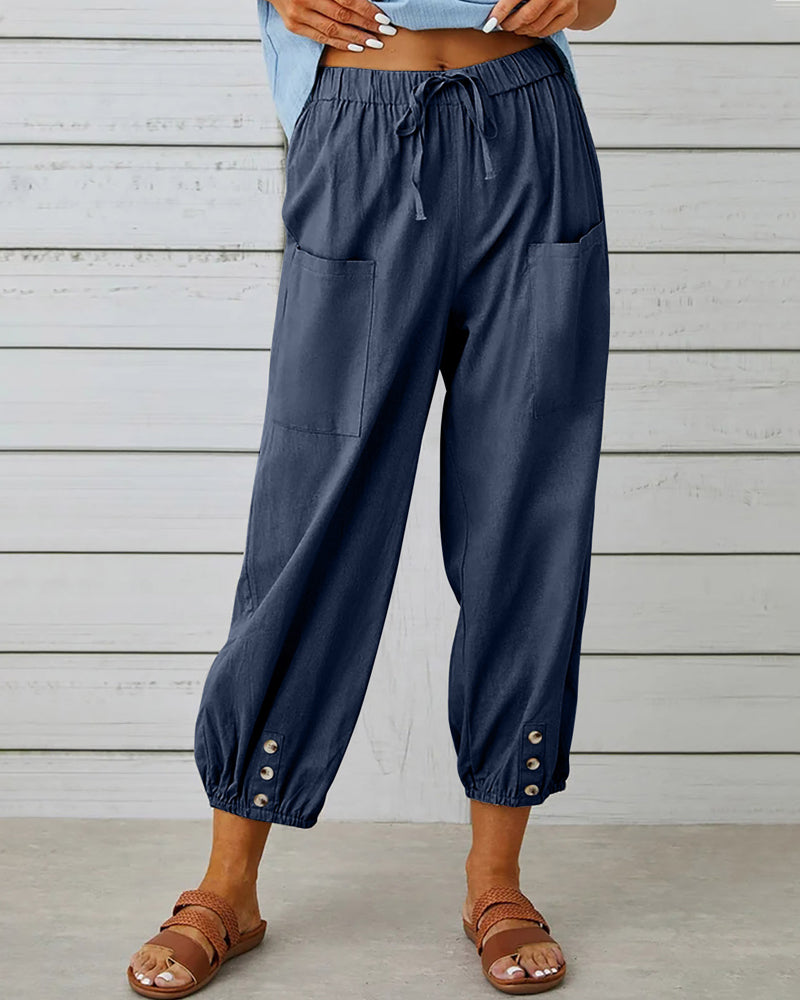 Women’s Cropped Capri Trousers - Lightweight Linen Weave