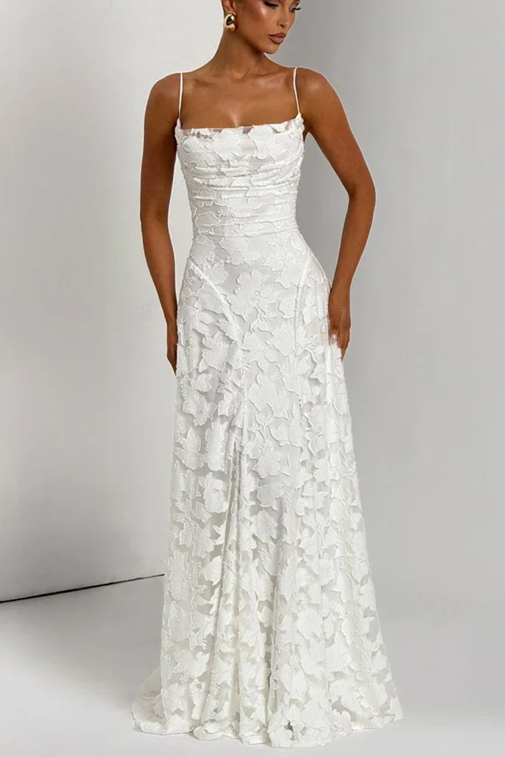 Women's Floral Maxi Dress Spaghetti Strap Backless Wedding Guest