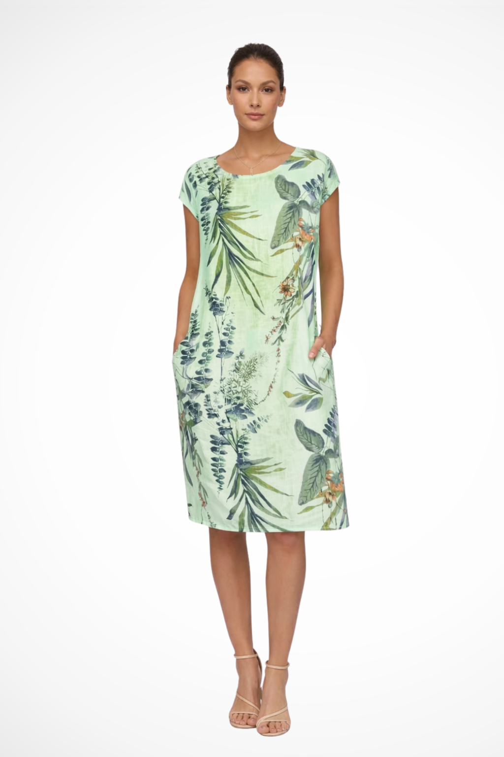 Women's Floral Midi Dress Botanical Relaxed Summer