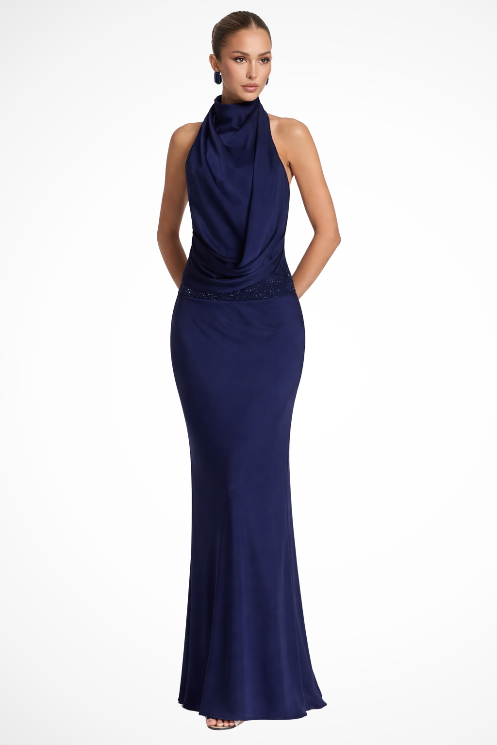 Women's Halter Neck Masi Dress Wedding Guest Backless