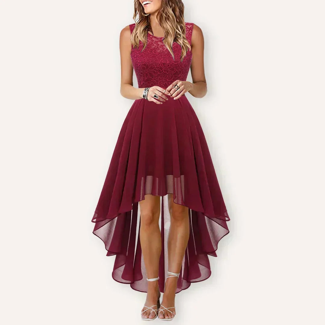 Women's High-Low Midi Dress Sleeveless and Elegant Wedding Guest Style