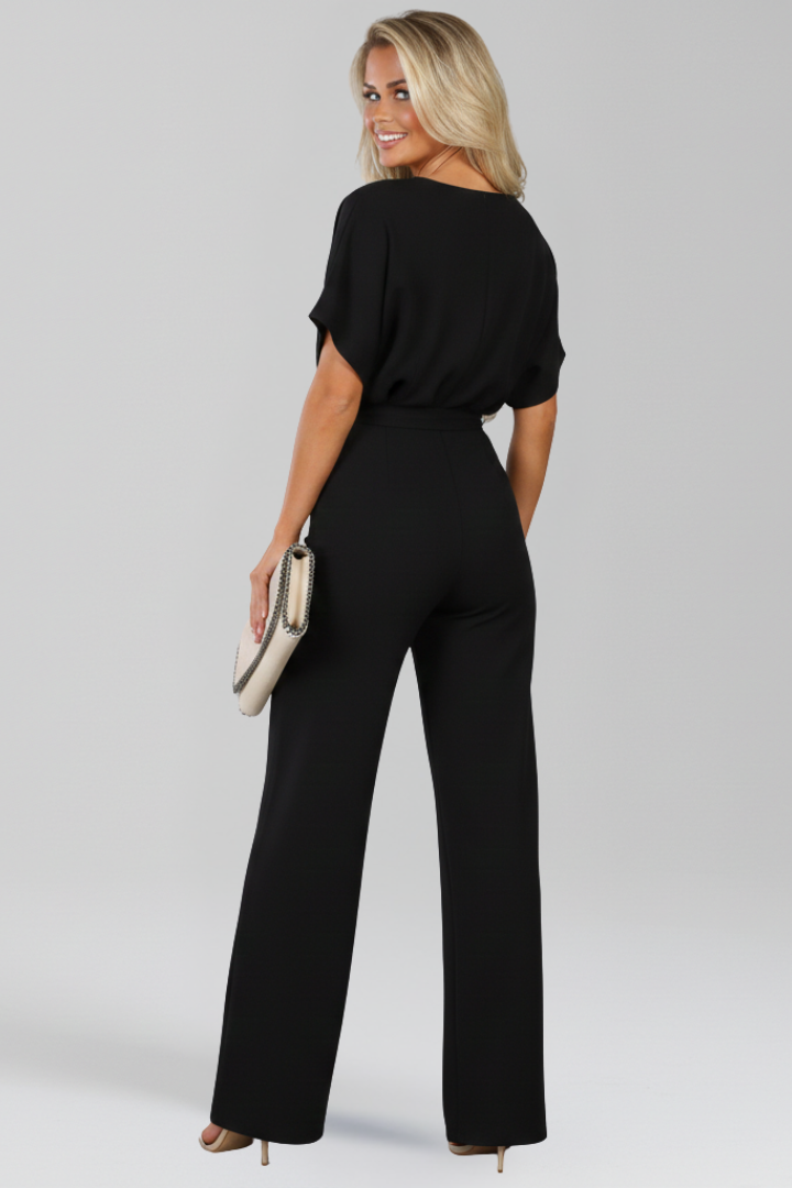 Women's Jumpsuit - Tie Waist Design and Wide Leg Detail