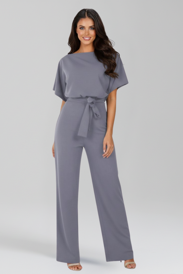 Women's Jumpsuit - Tie Waist Design and Wide Leg Detail