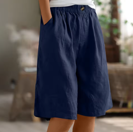 Women's Linen Shorts Wide Leg Elasticated Waist Summer