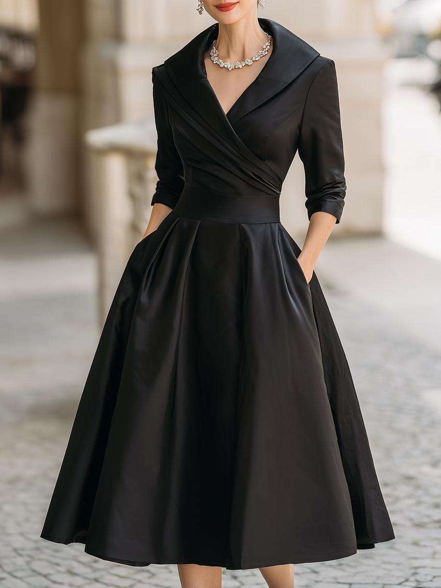 Women's Midi Dress Evening Cocktail Wrap Flare