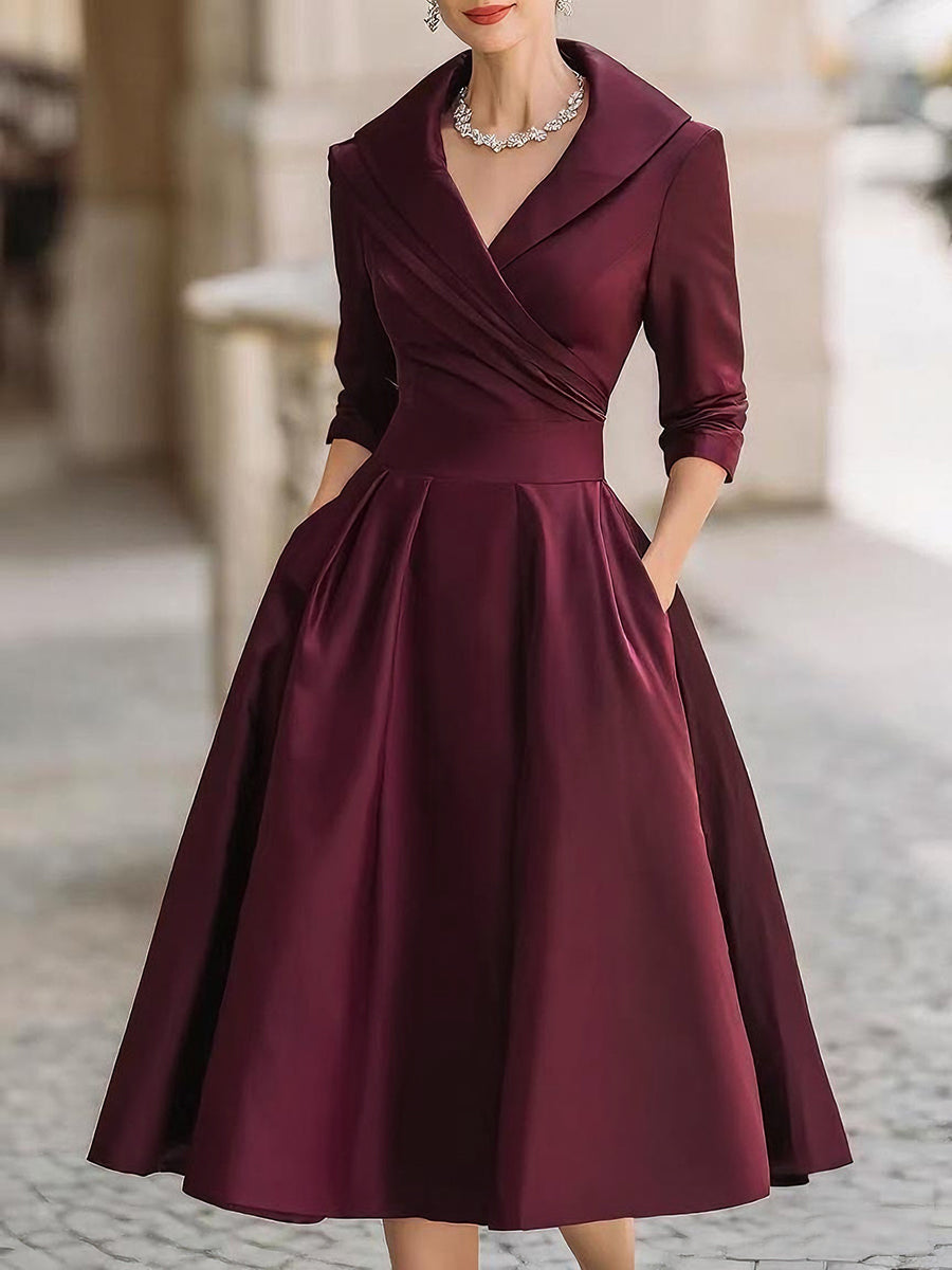 Women's Midi Dress Evening Cocktail Wrap Flare