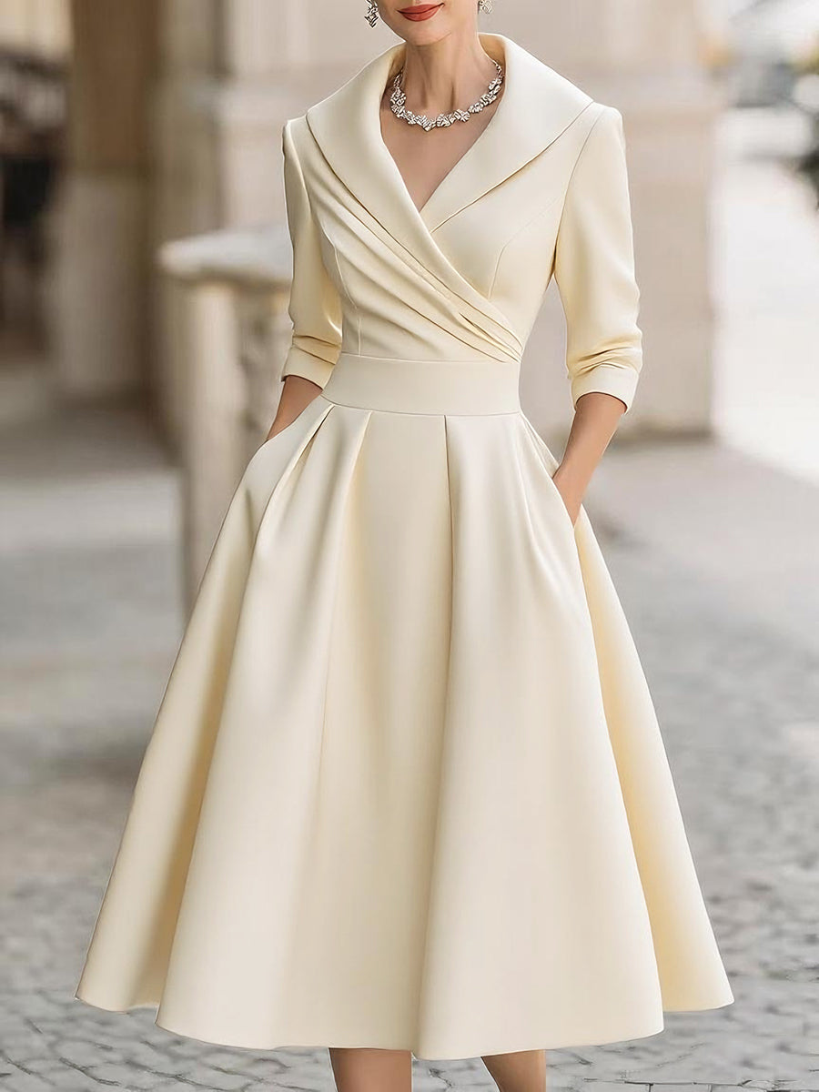 Women's Midi Dress Evening Cocktail Wrap Flare