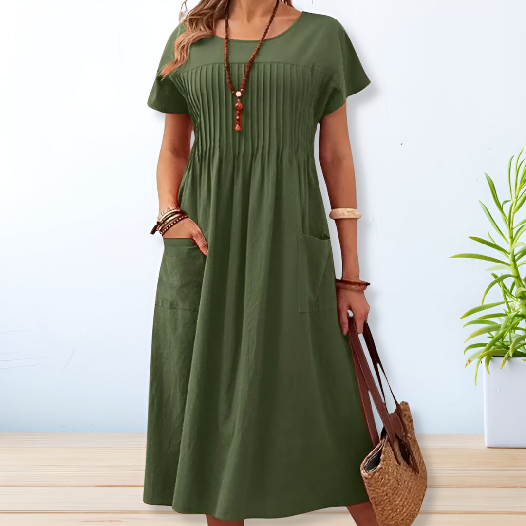 Women's Midi Dress Pleated Summer Holiday