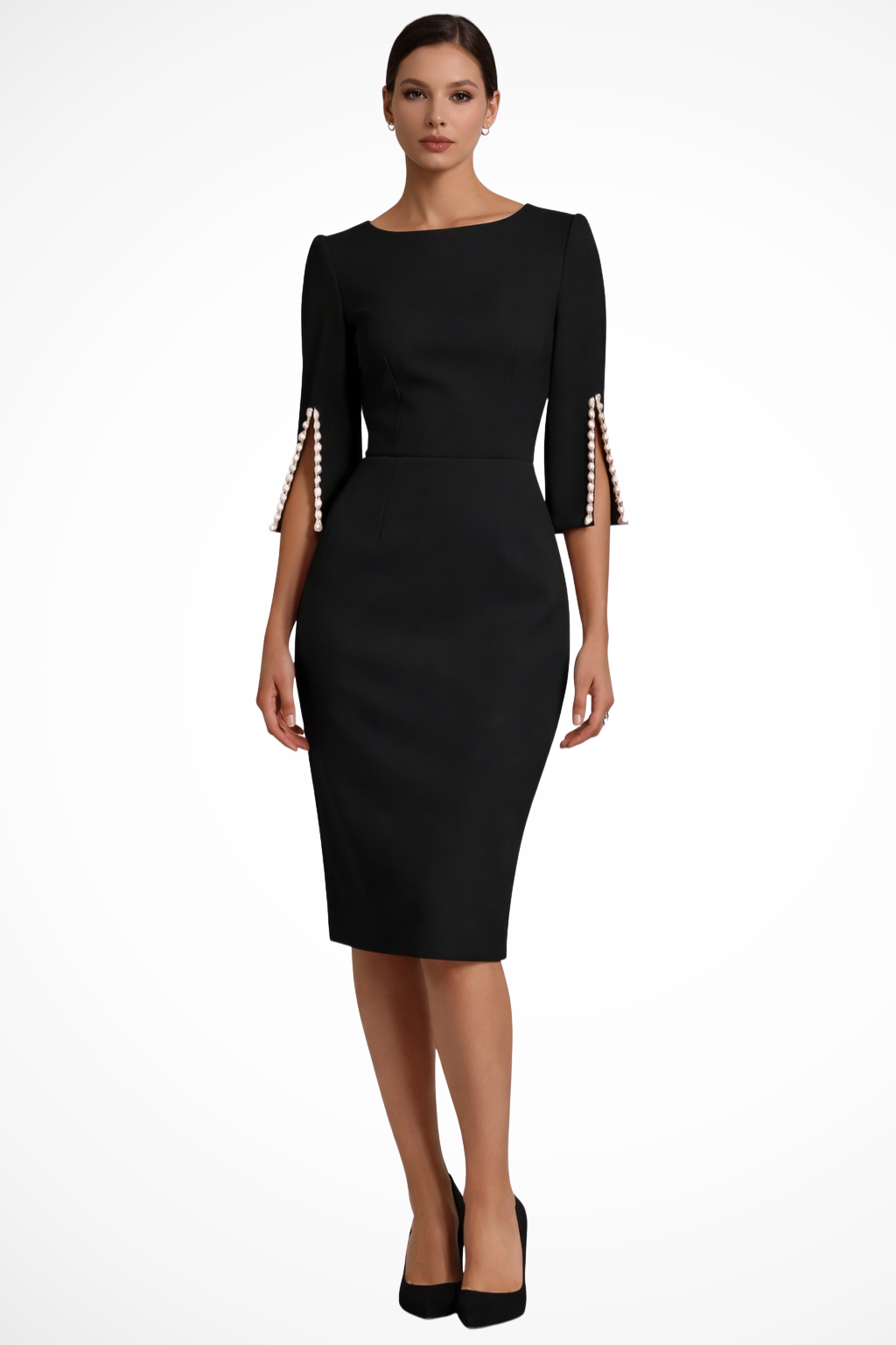 Women's Midi Dress Split Sleeve Bead Detail Wedding Guest