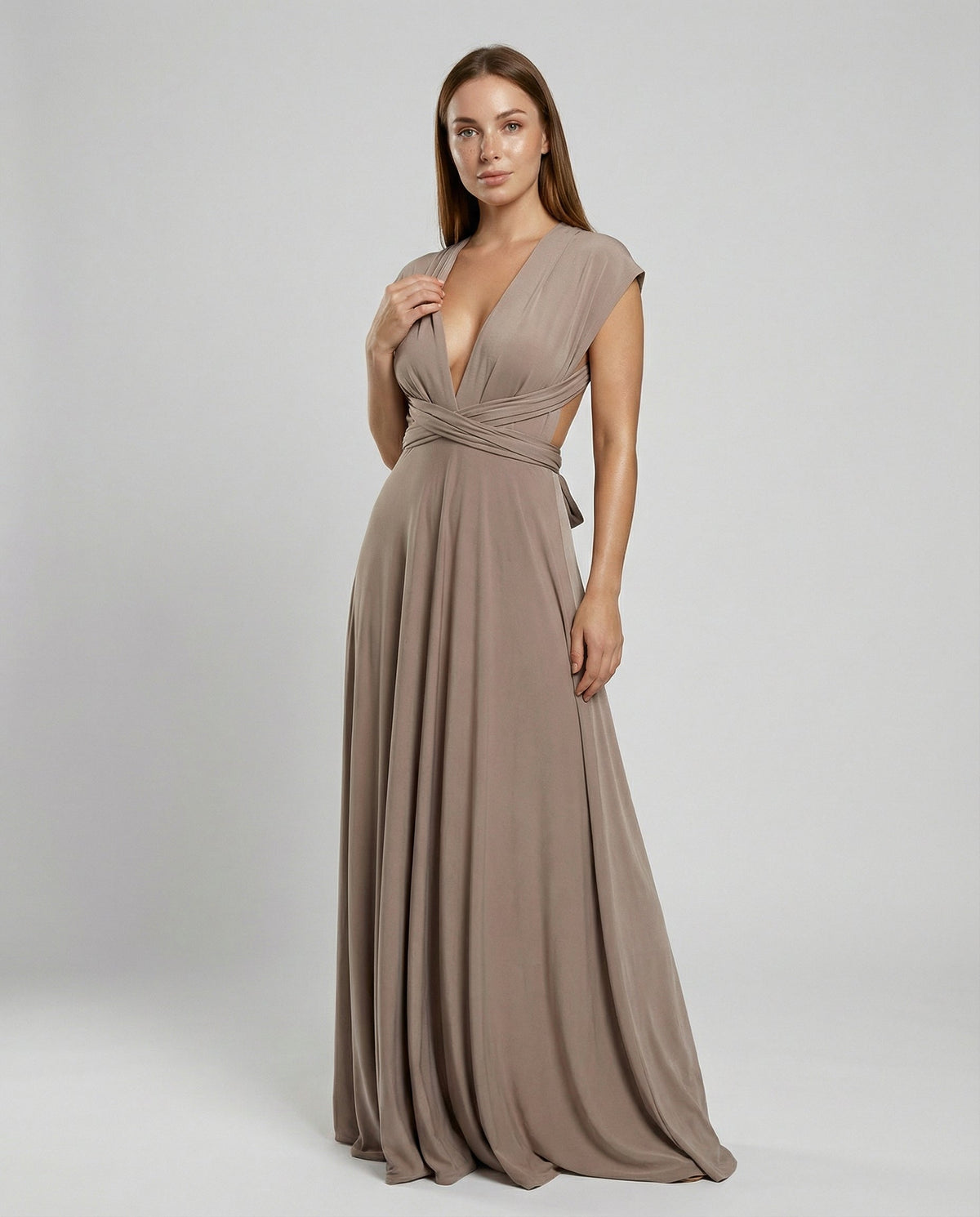 Women's Multiway Wrap Maxi Dress - V-Neck and Versatile Tie Design