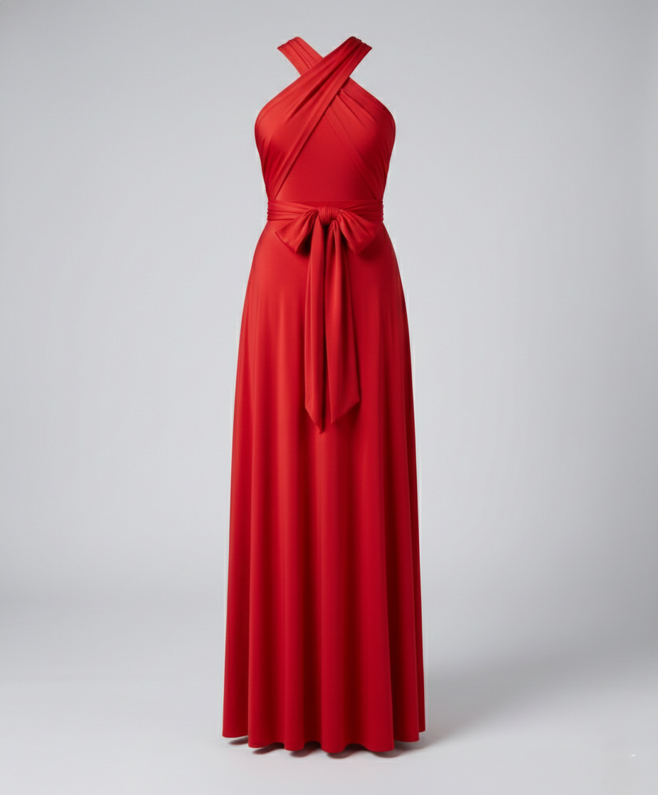 Women's Multiway Wrap Maxi Dress - V-Neck and Versatile Tie Design