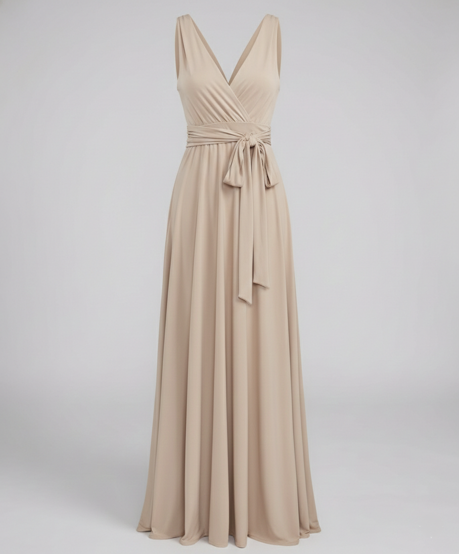 Women's Multiway Wrap Maxi Dress - V-Neck and Versatile Tie Design