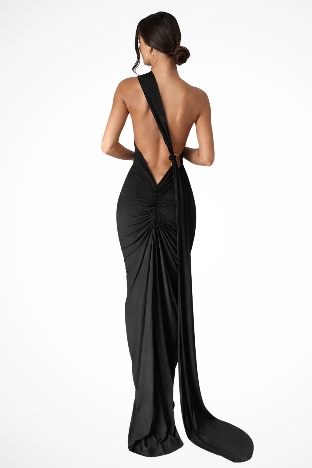 Women's One Shoulder Maxi Dress Backless Ruched Race Day Evening