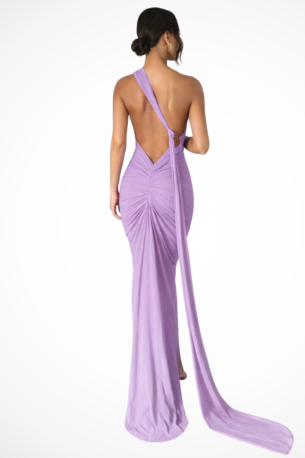 Women's One Shoulder Maxi Dress Backless Ruched Race Day Evening