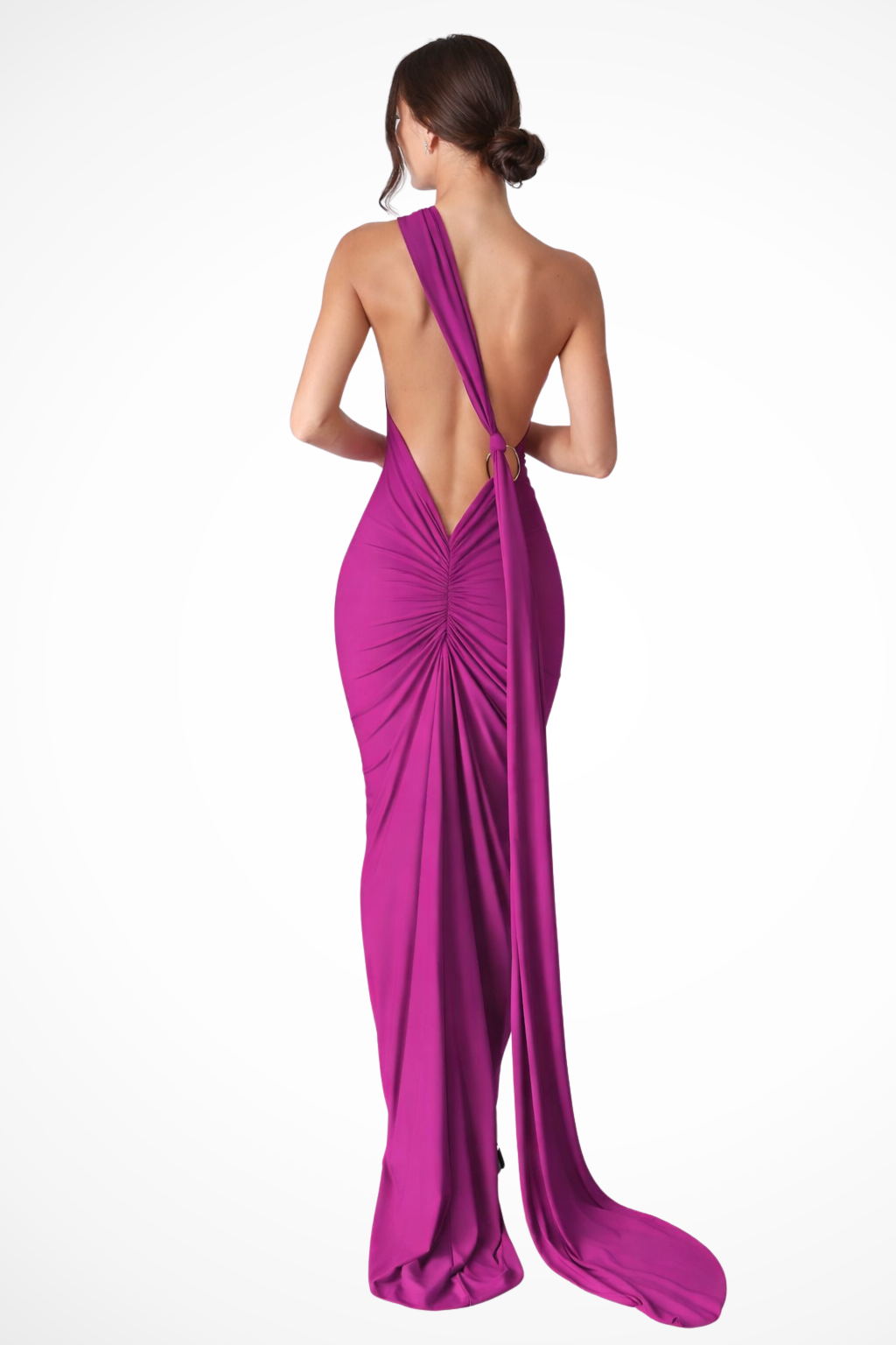 Women's One Shoulder Maxi Dress Backless Ruched Race Day Evening