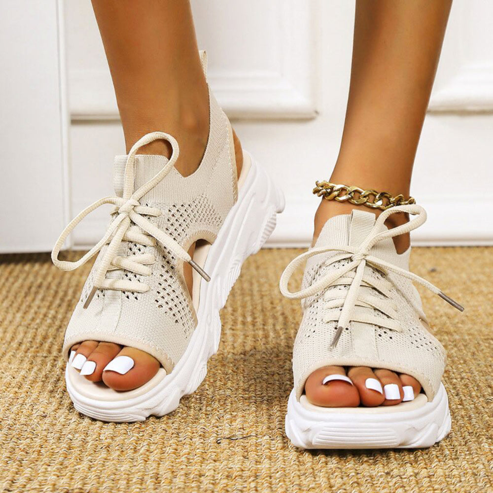 Women's Orthopedic Sandals Active Lace Up Open Toe Sports Wedge Shoes
