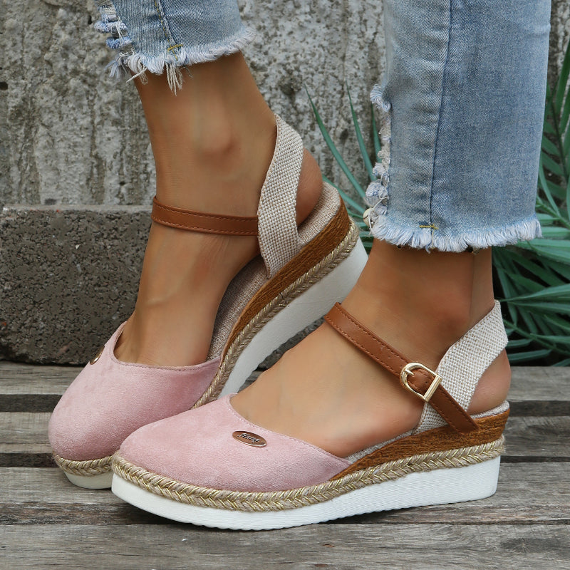 Women's Orthopedic Sandals Closed Toe Wedge Shoes with Ankle Strap