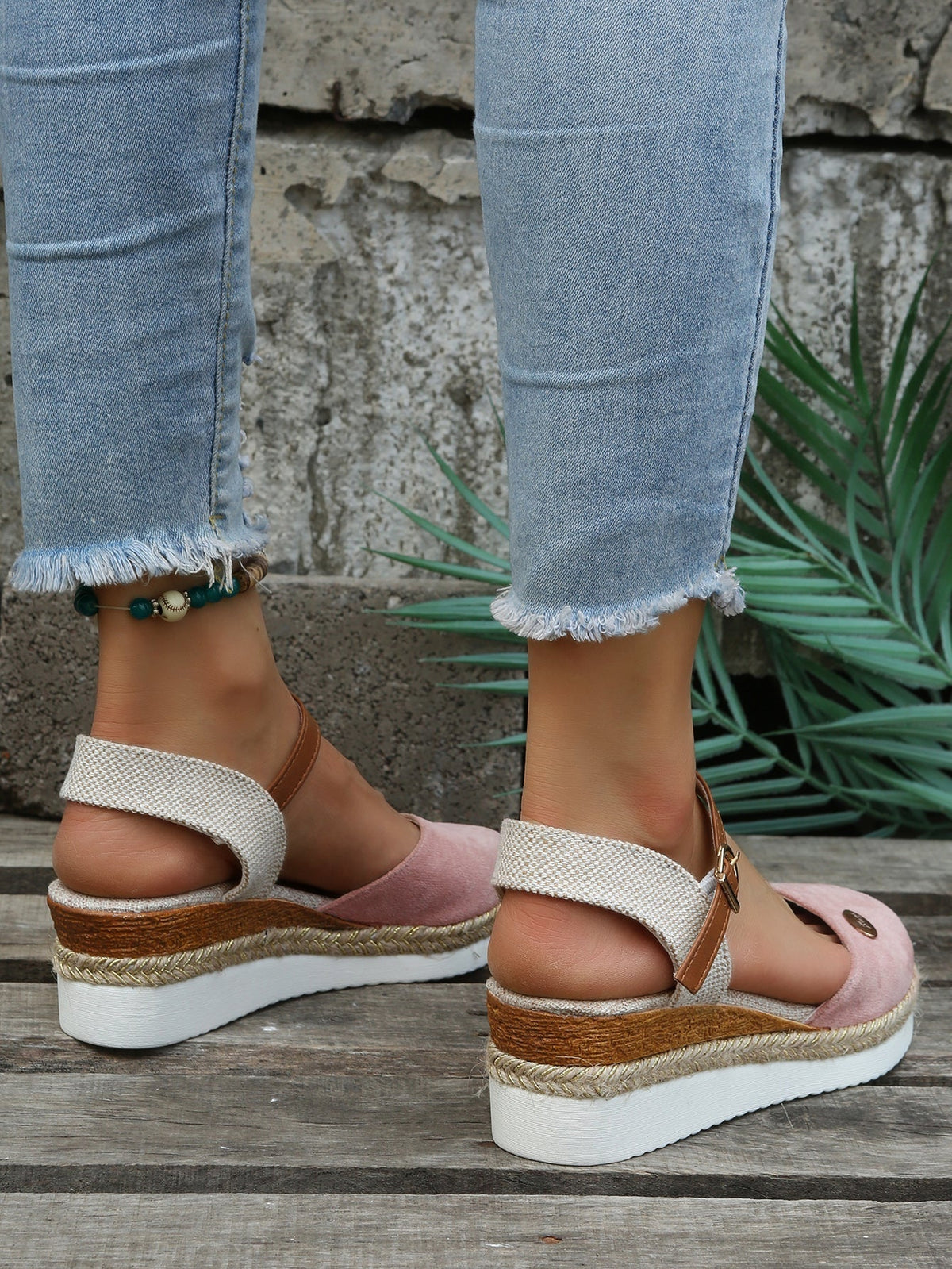 Women's Orthopedic Sandals Closed Toe Wedge Shoes with Ankle Strap
