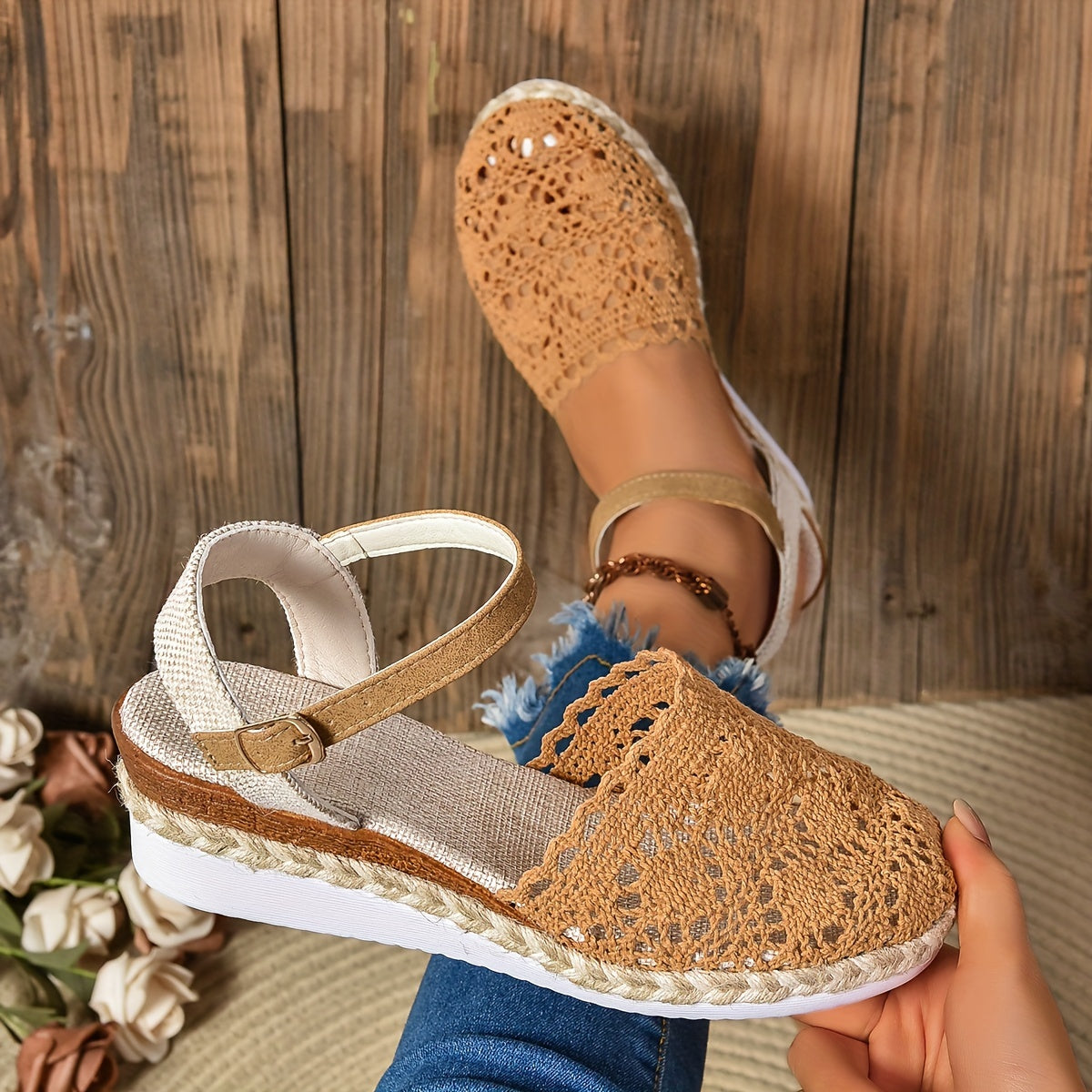 Women's Orthopedic Sandals Crochet Wedge Espadrille Platform