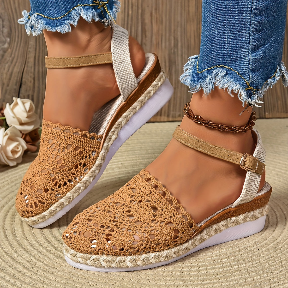 Women's Orthopedic Sandals Crochet Wedge Espadrille Platform