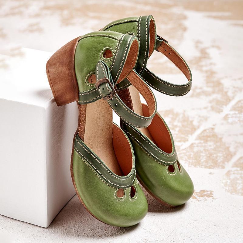 Women's Orthopedic Sandals Low Heel Mary Jane Closed Toe Shoes