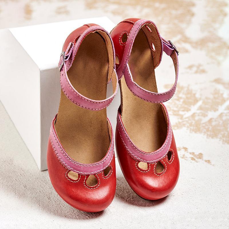 Women's Orthopedic Sandals Low Heel Mary Jane Closed Toe Shoes