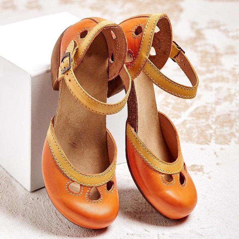 Women's Orthopedic Sandals Low Heel Mary Jane Closed Toe Shoes