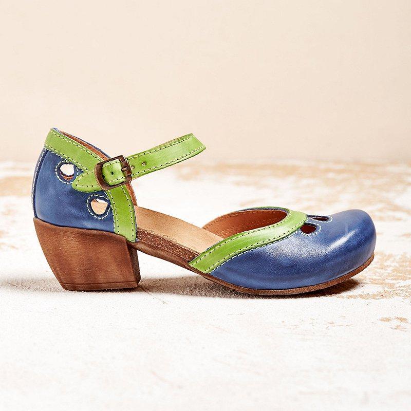 Women's Orthopedic Sandals Low Heel Mary Jane Closed Toe Shoes