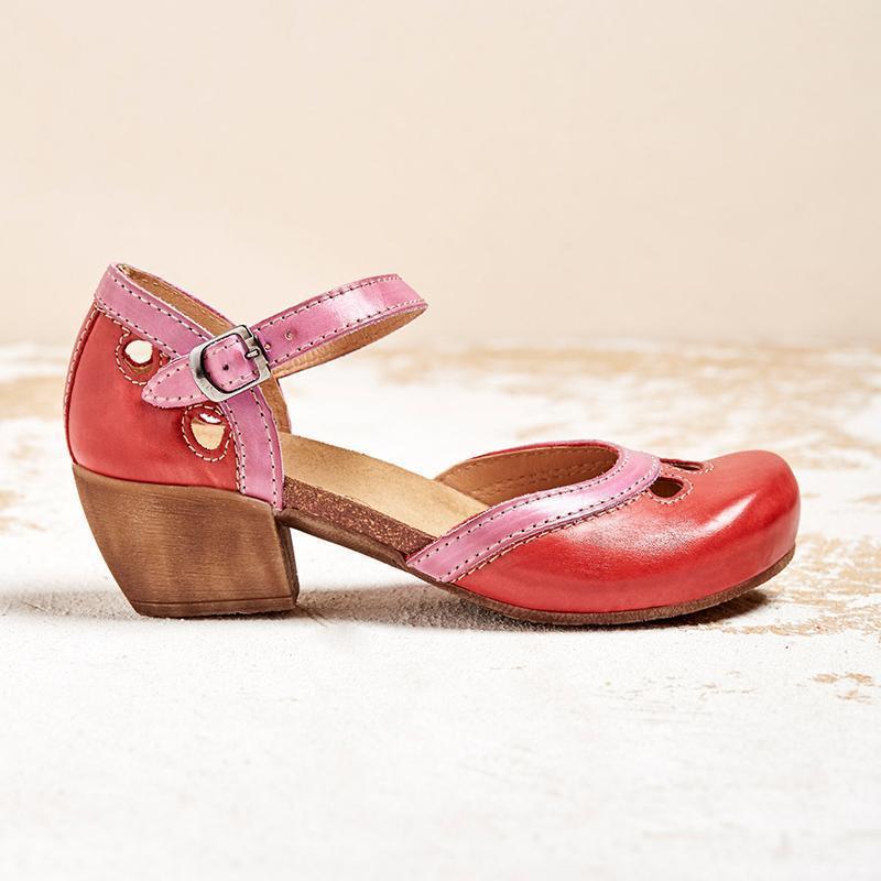 Women's Orthopedic Sandals Low Heel Mary Jane Closed Toe Shoes