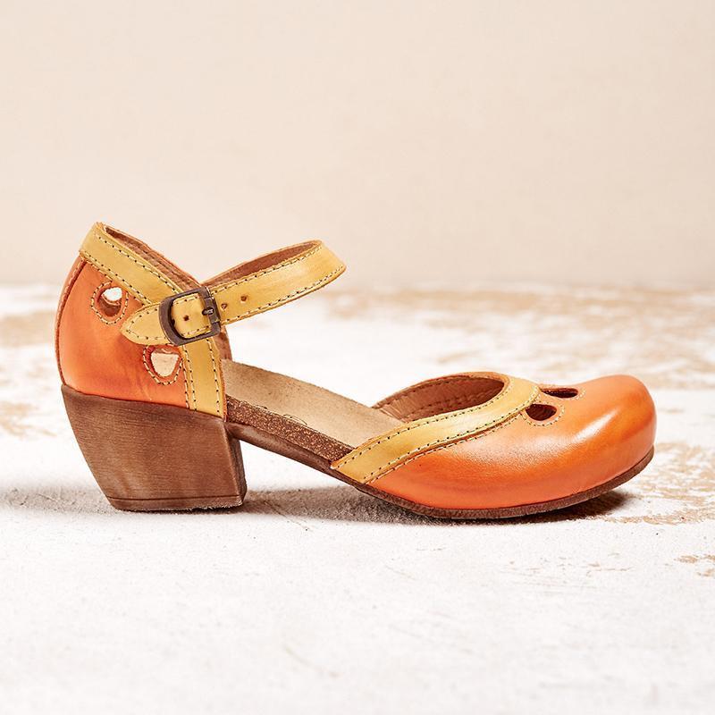 Women's Orthopedic Sandals Low Heel Mary Jane Closed Toe Shoes