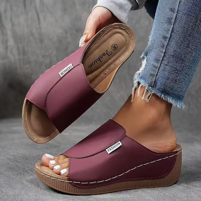 Women's Orthopedic Sandals Open Toe Cushioned Wedge Mules