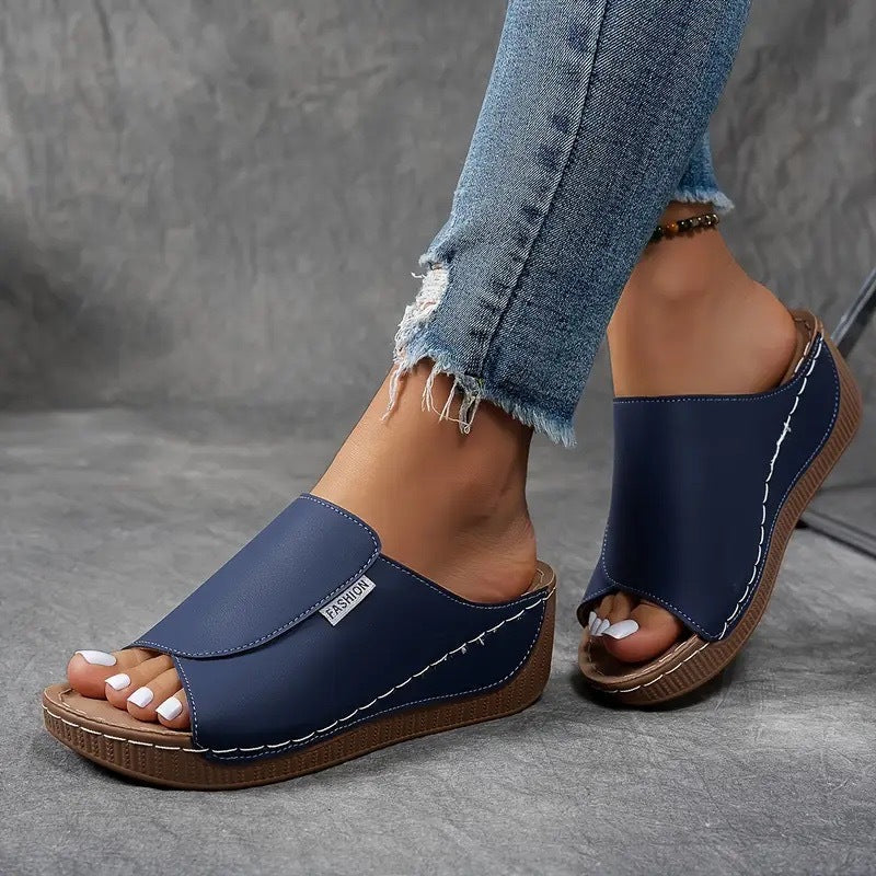 Women's Orthopedic Sandals Open Toe Cushioned Wedge Mules