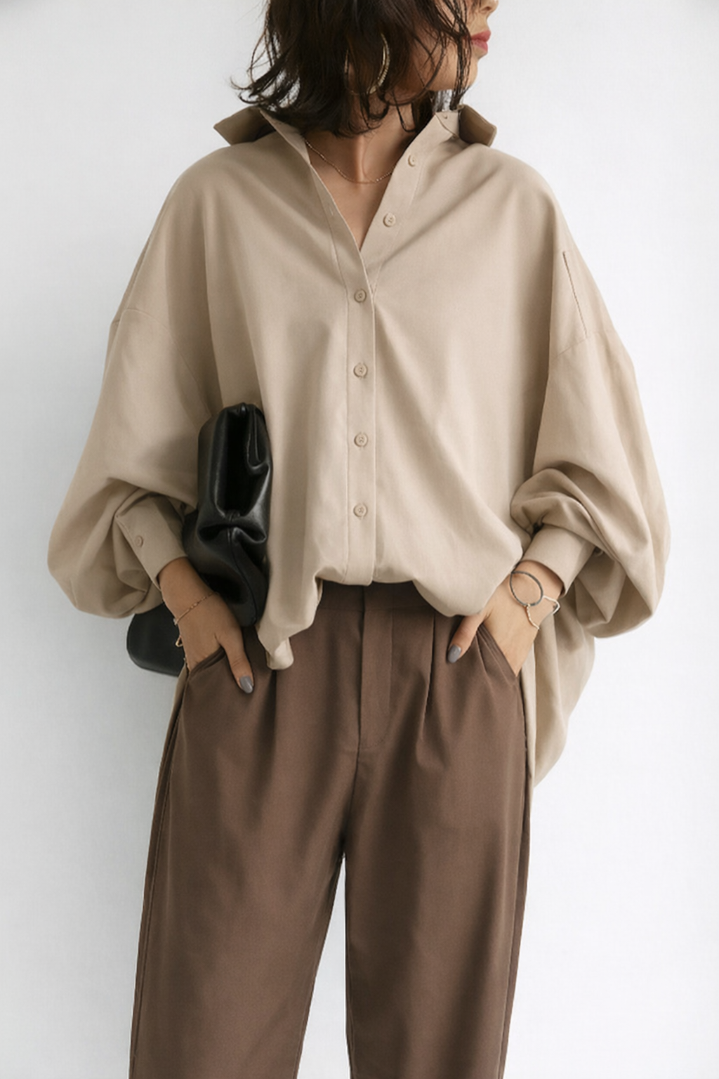 Women's Oversized Blouse Button Down Relaxed Fit Shirt