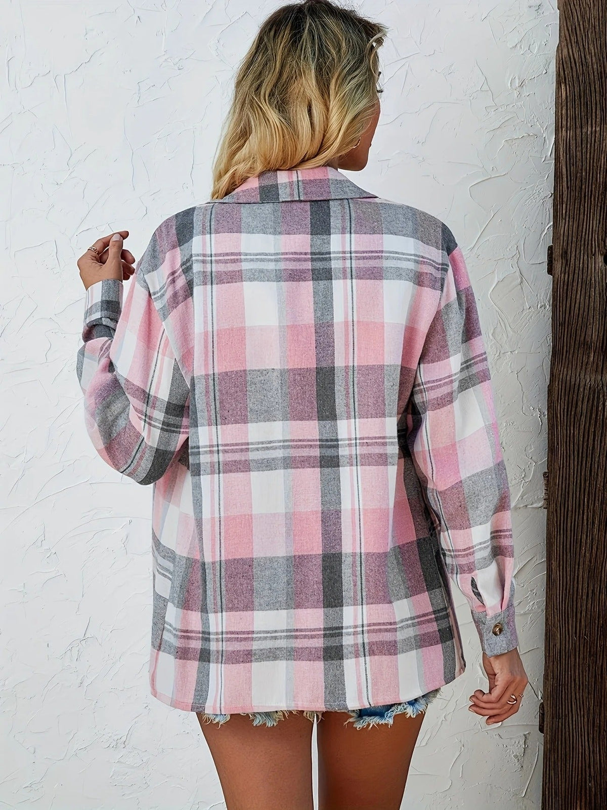 Women's Plaid Shirt Long Sleeve Button Up