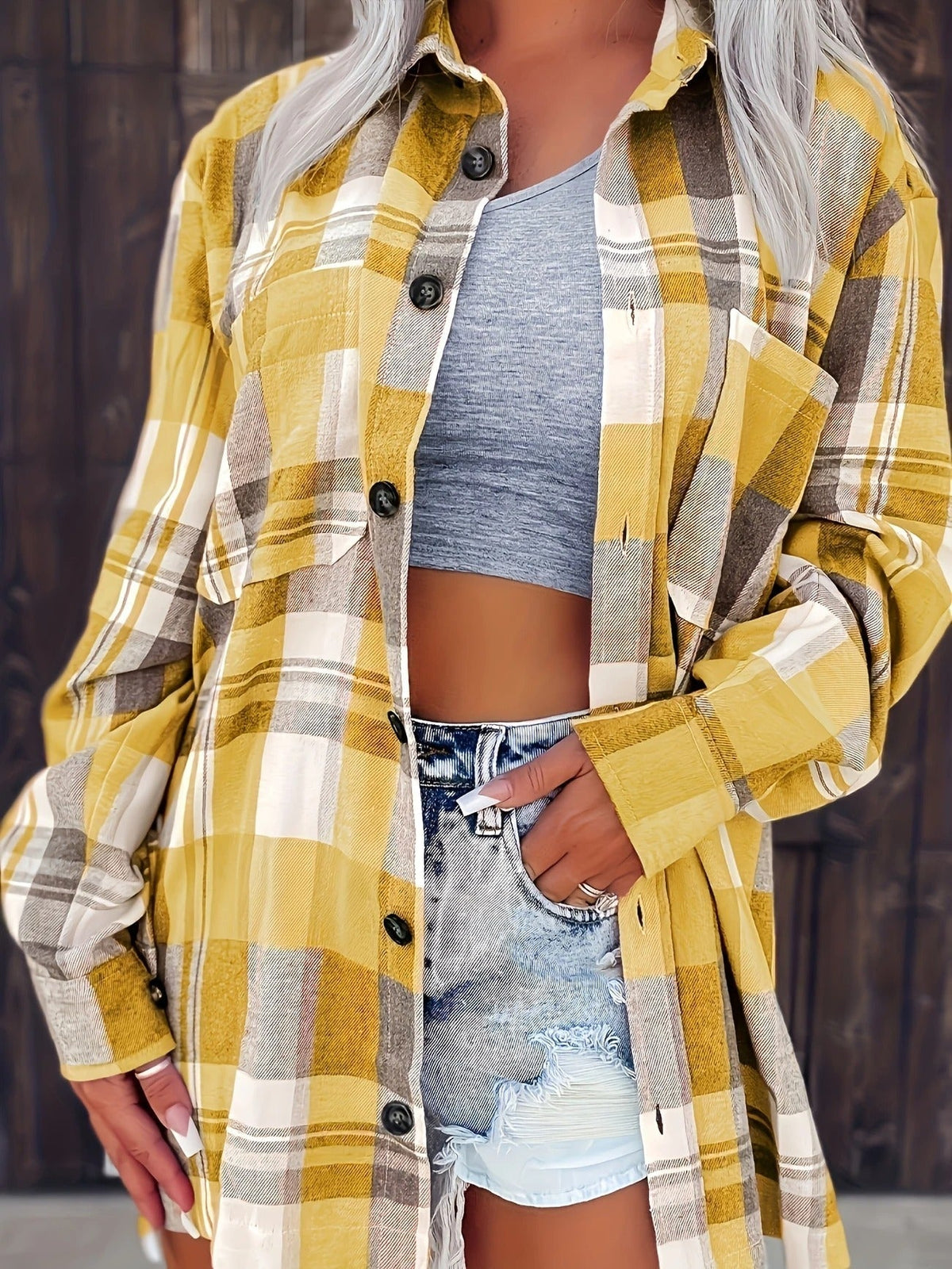 Women's Plaid Shirt Long Sleeve Button Up
