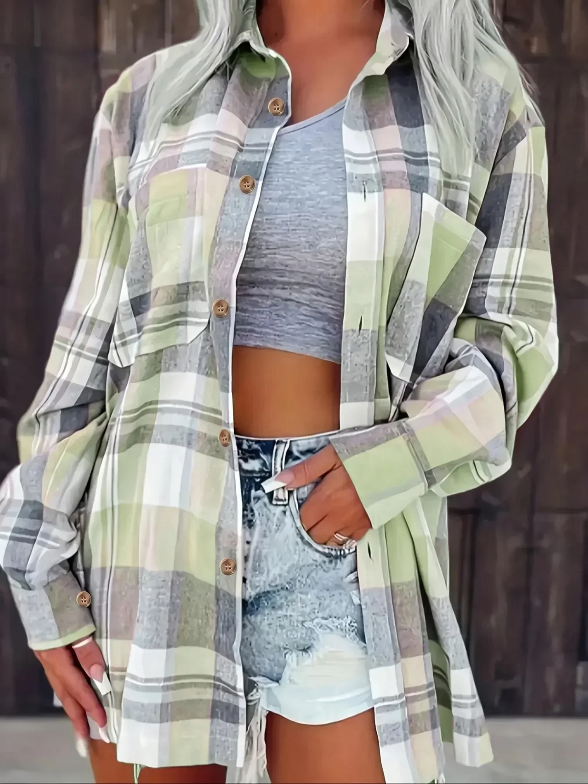 Women's Plaid Shirt Long Sleeve Button Up