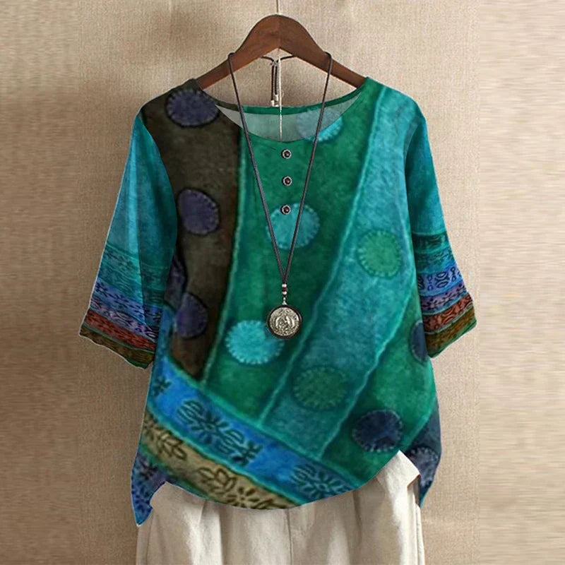 Women's Printed Blouse Summer Loose Fit Tunics