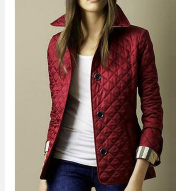 Women's Quilted Jacket Lightweight Puffer Coat Diamond Stitch Outerwear