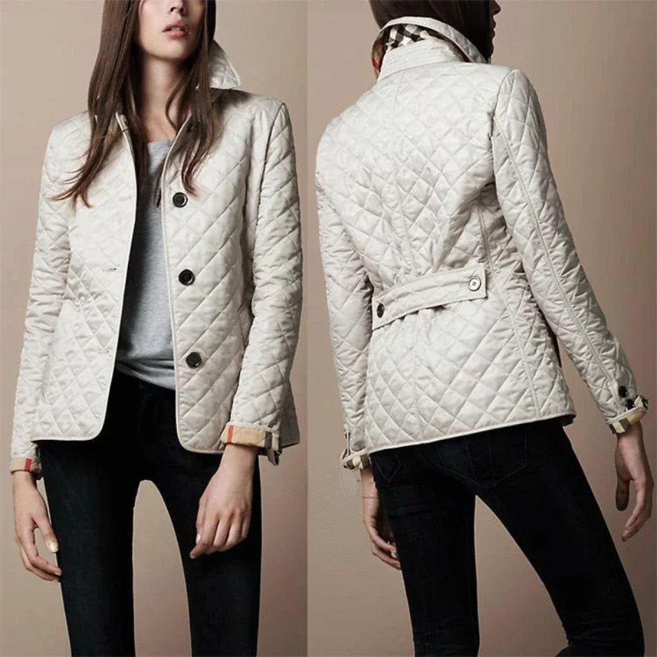 Women's Quilted Jacket Lightweight Puffer Coat Diamond Stitch Outerwear