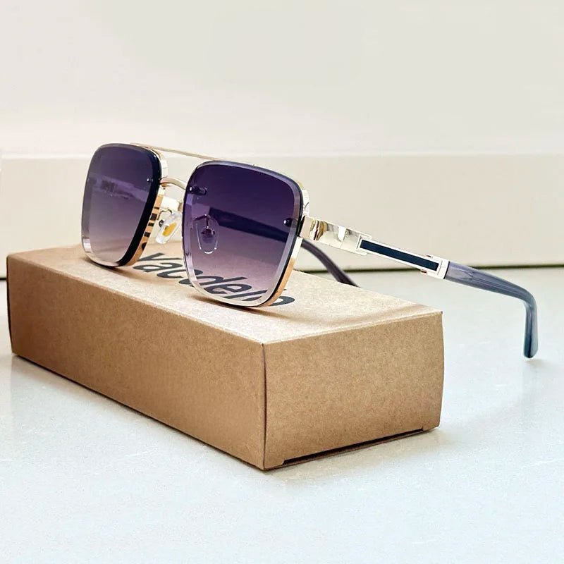 Women's Retro Aviator Sunglasses Gold Titanium Frame Gradient