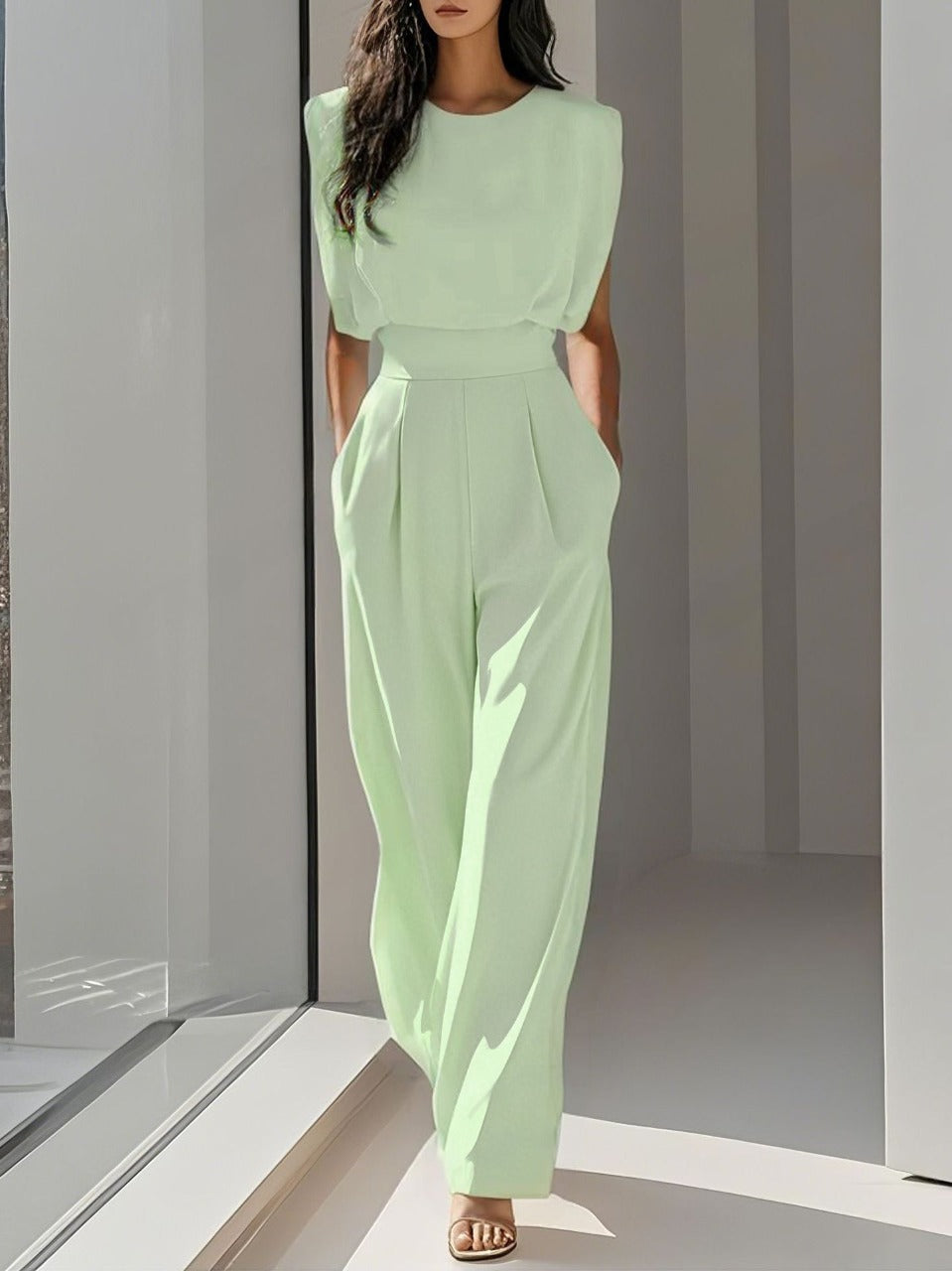 Women's Sleeveless Jumpsuit Elegant Wide Leg