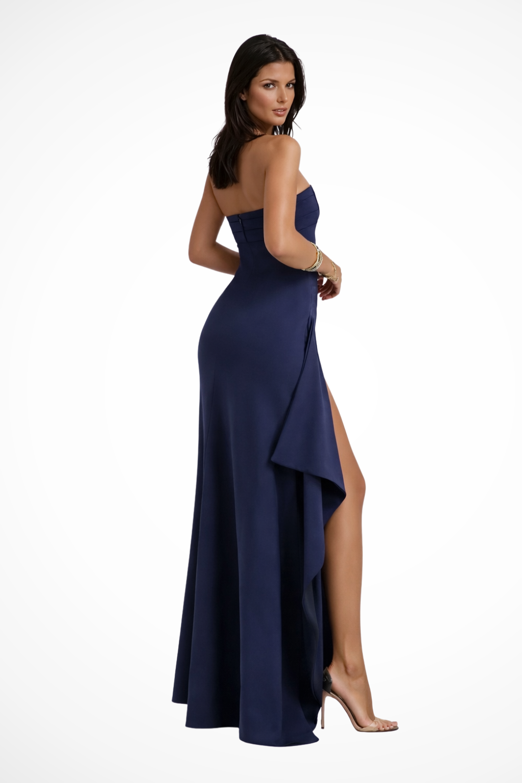 Women's Strapless Maxi Dress - Wedding Guest Dress with Side Thigh Split