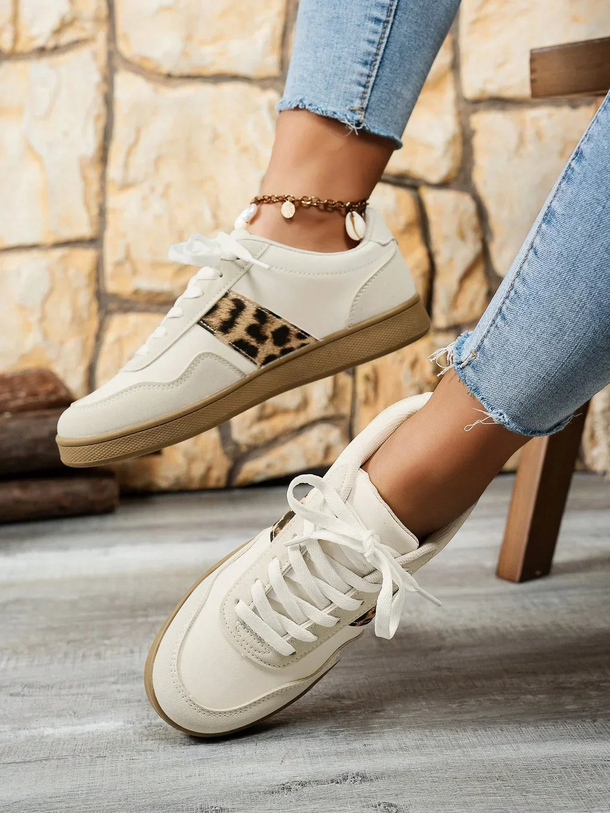 Women's Trainers - Multi-Print Contrast Panels and Textured Cupsole Detail