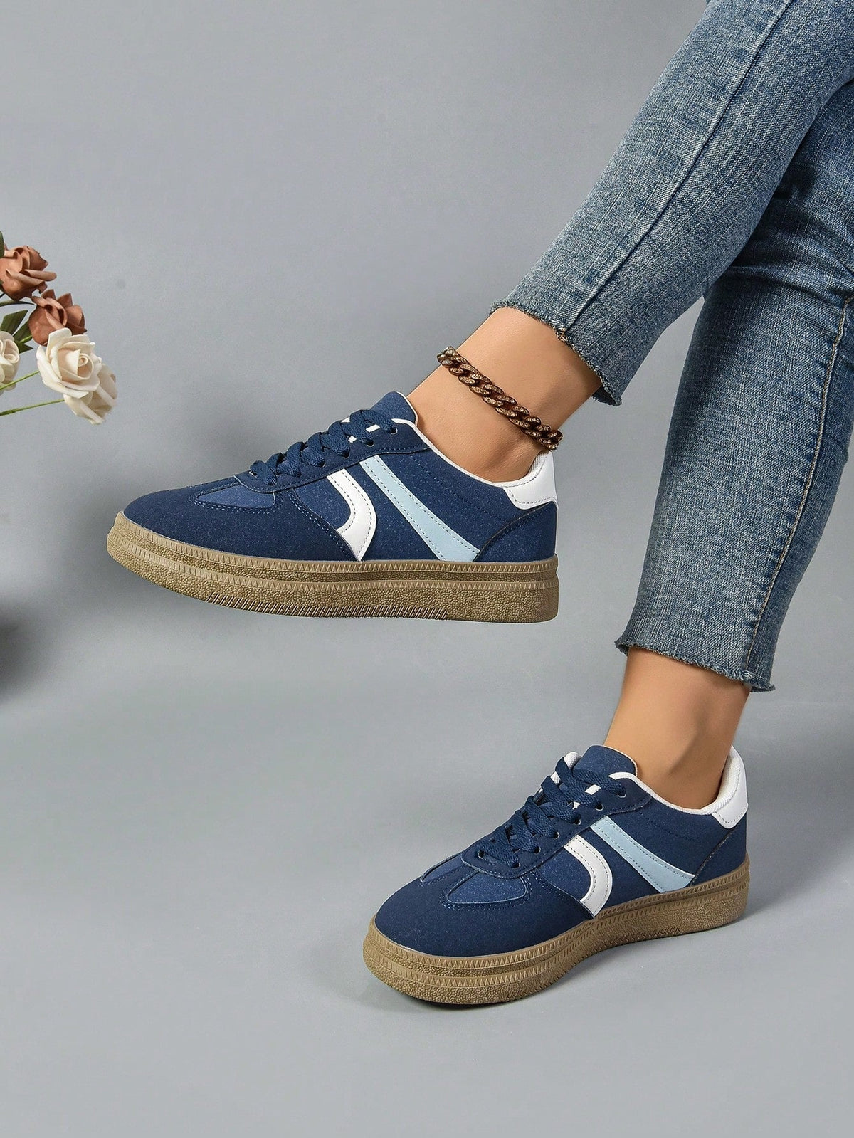 Women's Trainers - Multi-Print Contrast Panels and Textured Cupsole Detail