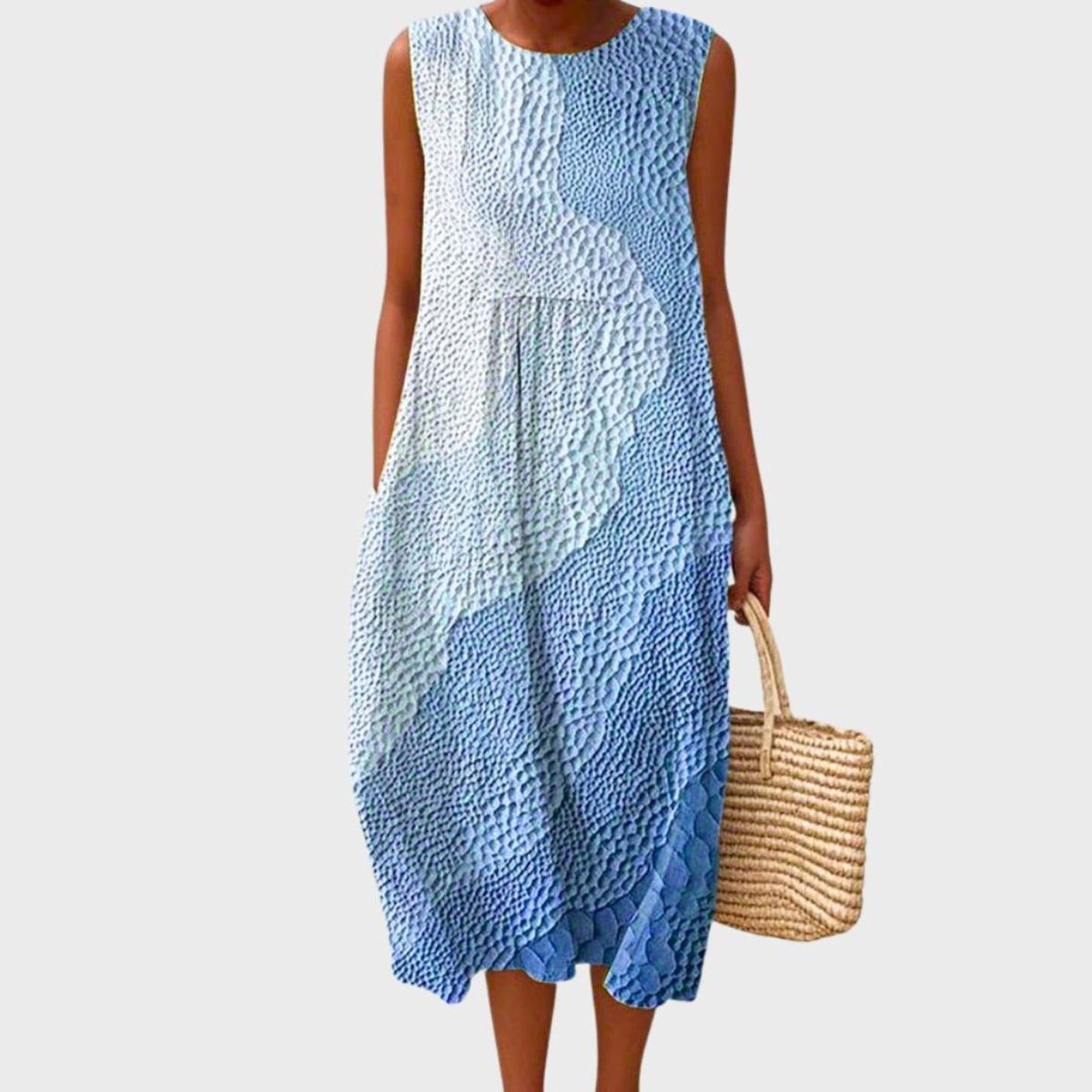 Women's Sleeveless Linen Midi Dress - Relaxed Fit Summer Dress
