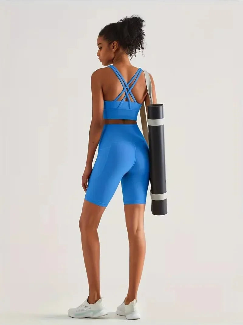 Women's High-Waisted Sport Biker Shorts with Side Pocket