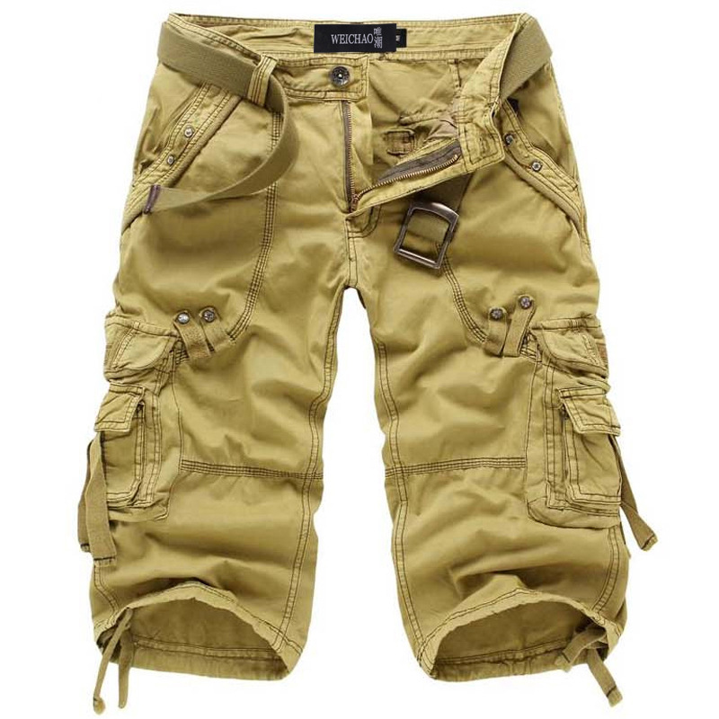 Men's Belted Cargo Shorts - Multi-Pocket Combat Shorts
