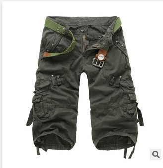 Men's Belted Cargo Shorts - Multi-Pocket Combat Shorts