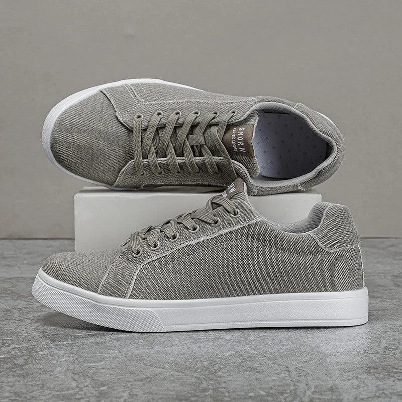 Men's Canvas Court Sneakers - Low-Top Lace-Up Trainers