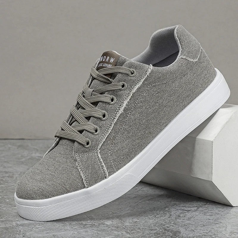 Men's Canvas Court Sneakers - Low-Top Lace-Up Trainers